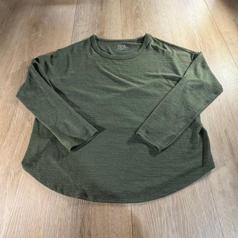 Time-and-tru Men's Green and Khaki Shirt